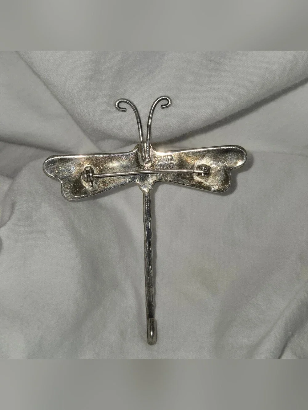Sterling Silver Dragonfly Brooch - Shiny Silver And Abalone